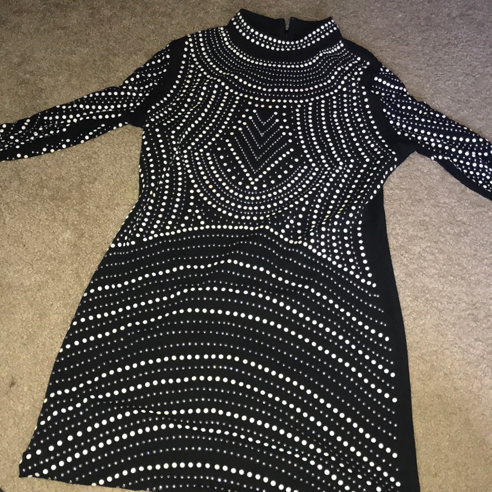 Short Black Dress with Pearls/Beads